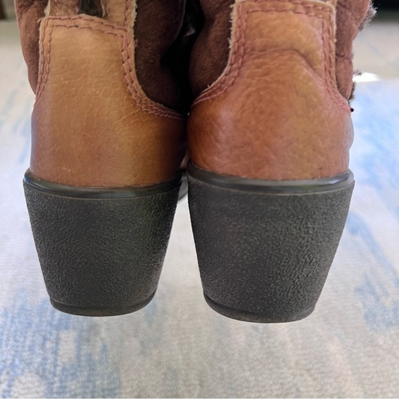 VINTAGE SHEARLING LEATHER WEDGE Y2K SNOW BOOTS SIZE 8.5 - Picture 5 of 10